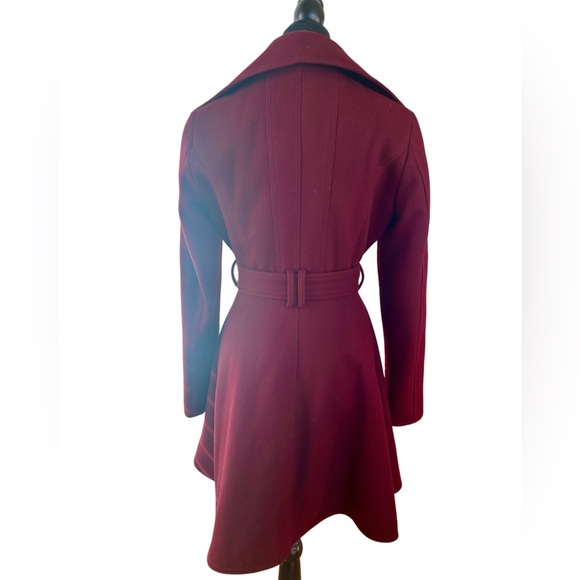 APT 9 Women’s Wool Burgundy Button Up Flared Trench Coat - Small - Picture 3 of 9